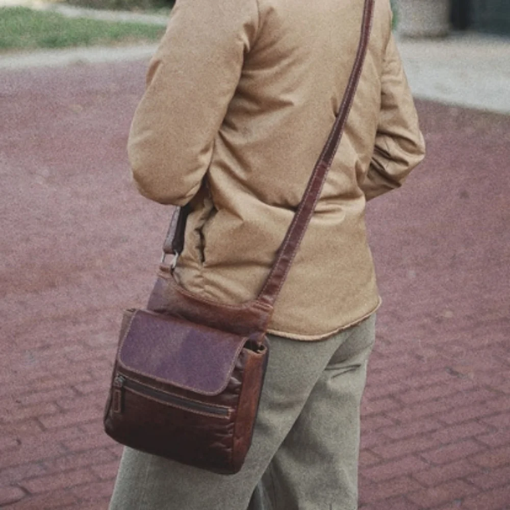 Jack Georges Voyager Genuine Leather Crossbody Honey